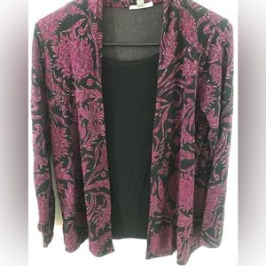 JM Collection! Women’s Floral Sparkle Brocade Layered Look Blouse